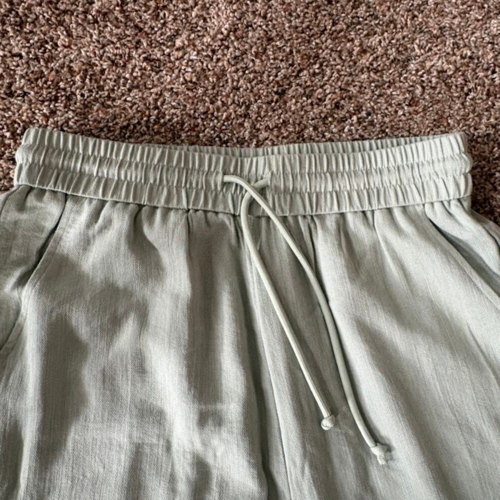 Halara Pull On Wide Leg Pants Women's Medium Green Stretch Drawstring Athleisure - Picture 5 of 9